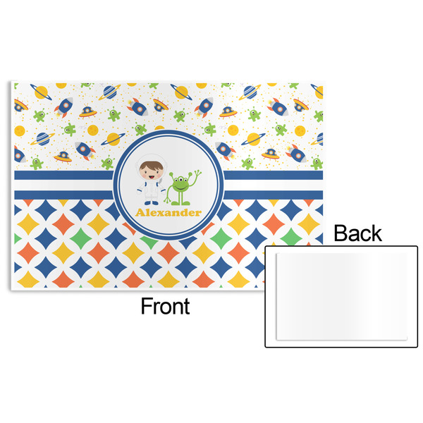 Boy's Space & Geometric Print Disposable Paper Placemat - Front & Back