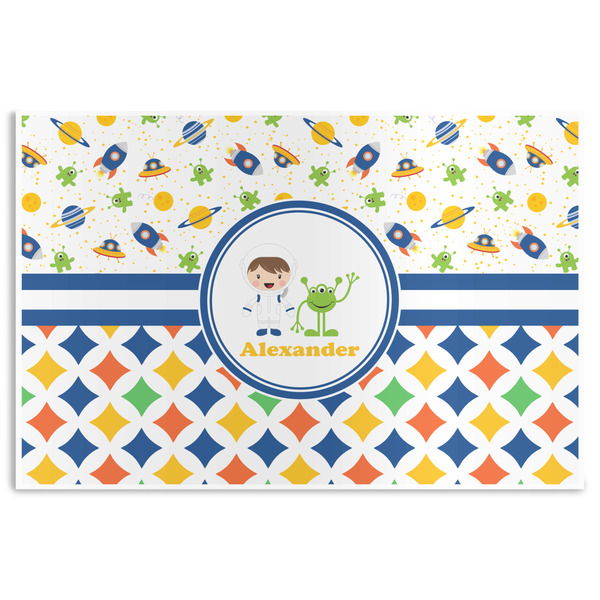 Custom Boy's Space & Geometric Print Disposable Paper Placemats (Personalized)