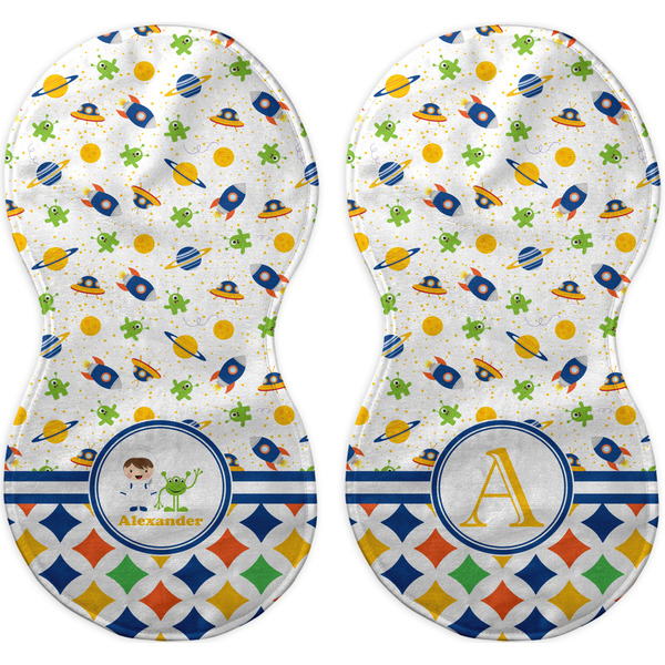 Boy's Space & Geometric Print Peanut Shaped Burps - Approval