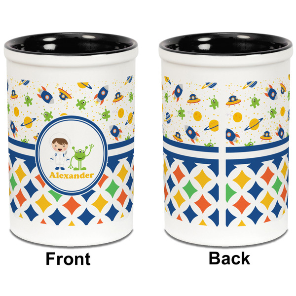 Boy's Space & Geometric Print Pencil Holder - Black - approval