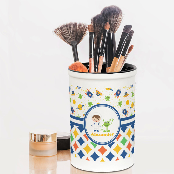 Boy's Space & Geometric Print Pencil Holder - LIFESTYLE makeup