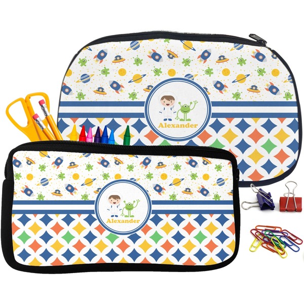 Boy's Space & Geometric Print Pencil / School Supplies Bags Small and Medium