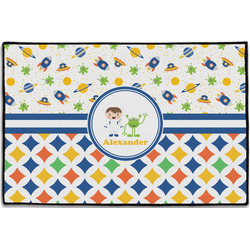 Boy's Space & Geometric Print Door Mat - 36"x24" (Personalized)