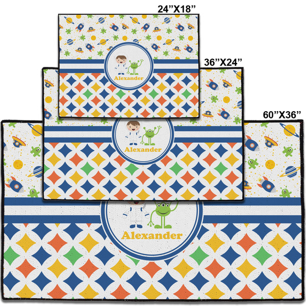 Boy's Space & Geometric Print Personalized Door Mat - Group Parent IMF