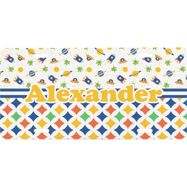 Custom Boy's Space & Geometric Print Front License Plate (Personalized)