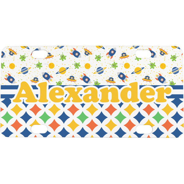 Custom Boy's Space & Geometric Print Mini/Bicycle License Plate (Personalized)