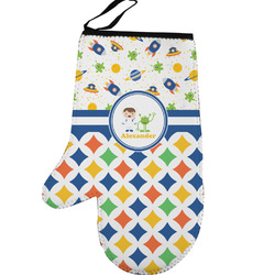 Boy's Space & Geometric Print Left Oven Mitt (Personalized)
