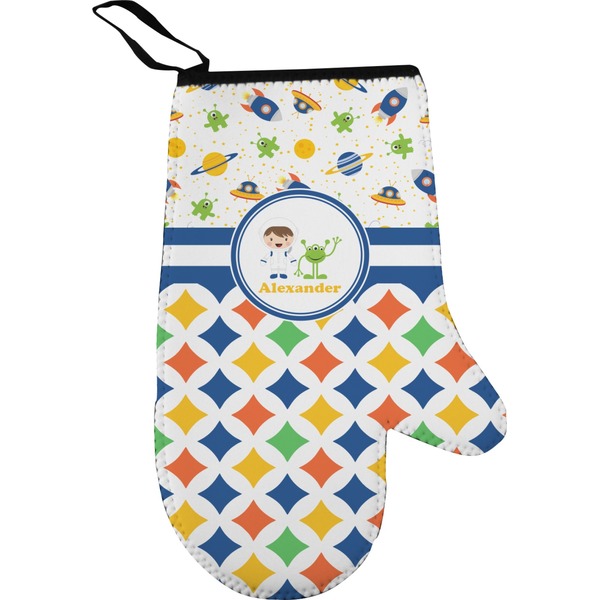 Custom Boy's Space & Geometric Print Oven Mitt (Personalized)