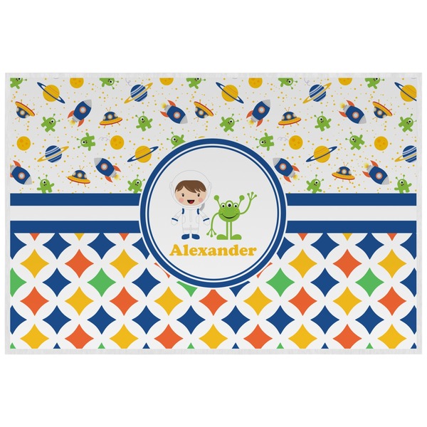 Custom Boy's Space & Geometric Print Laminated Placemat w/ Name or Text