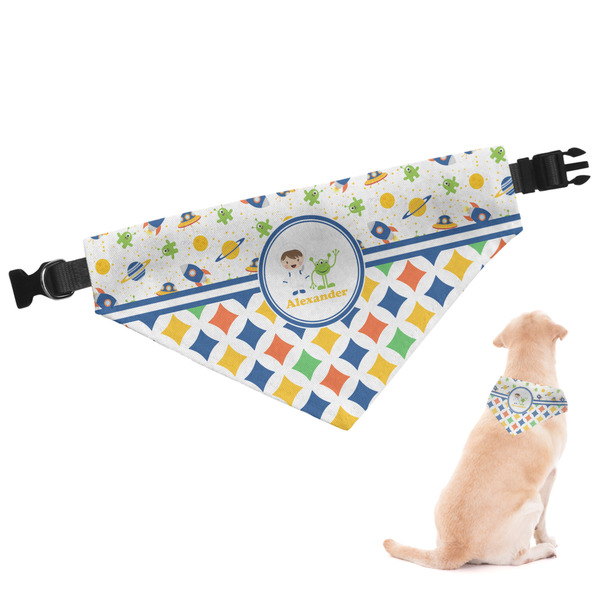 Custom Boy's Space & Geometric Print Dog Bandana - XLarge (Personalized)