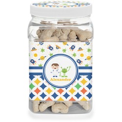 Boy's Space & Geometric Print Dog Treat Jar (Personalized)