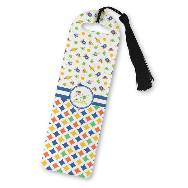 Custom Boy's Space & Geometric Print Plastic Bookmark (Personalized)