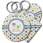 Boy's Space & Geometric Print Plastic Keychain (Personalized)