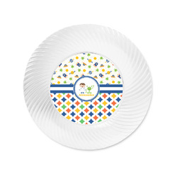 Boy's Space & Geometric Print Plastic Party Appetizer & Dessert Plates - 6" (Personalized)