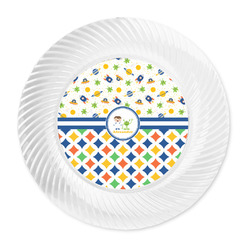 Boy's Space & Geometric Print Plastic Party Dinner Plates - 10" (Personalized)