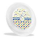Boy's Space & Geometric Print Plastic Party Dinner Plates - 10" (Personalized)