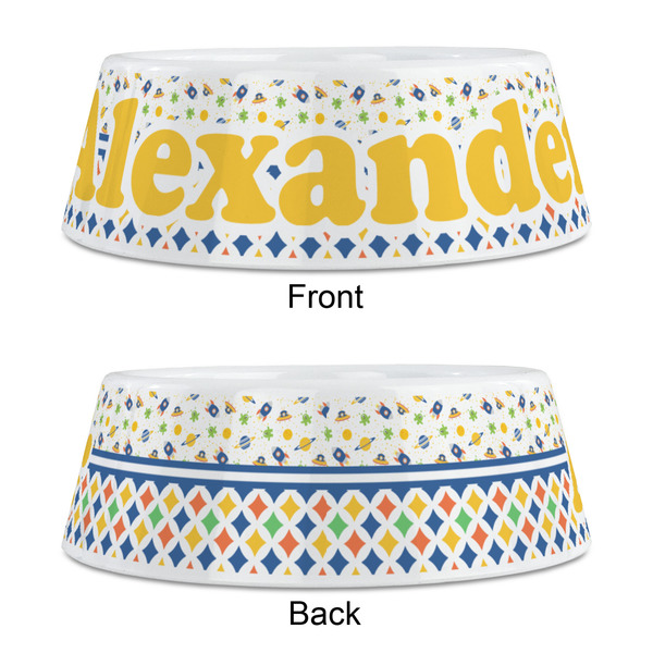 Boy's Space & Geometric Print Plastic Pet Bowls - Medium - APPROVAL