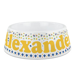 Boy's Space & Geometric Print Plastic Dog Bowl (Personalized)
