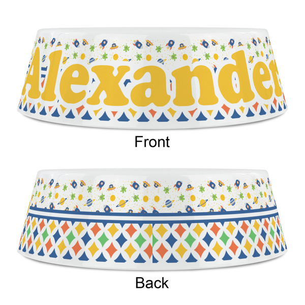 Boy's Space & Geometric Print Plastic Pet Bowls - Small - APPROVAL