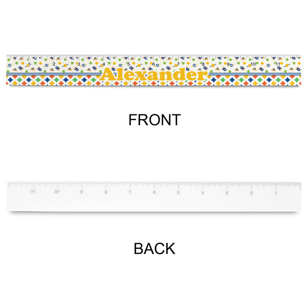 Boy's Space & Geometric Print Plastic Ruler - 12" - APPROVAL