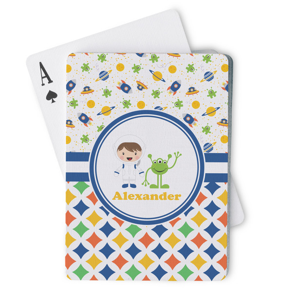 Custom Boy's Space & Geometric Print Playing Cards (Personalized)