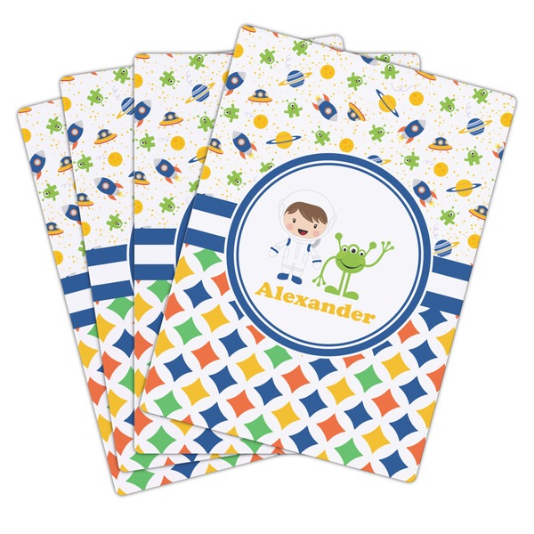 Boy's Space & Geometric Print Playing Cards - Hand Back View