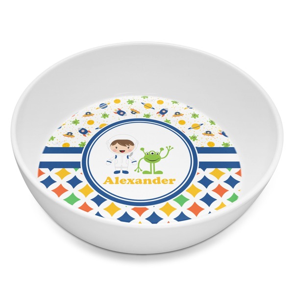 Custom Boy's Space & Geometric Print Melamine Bowl - 8 oz (Personalized)