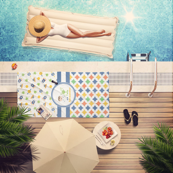 Boy's Space & Geometric Print Pool Towel Lifestyle