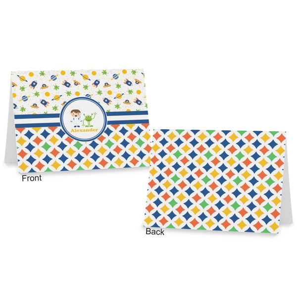 Boy's Space & Geometric Print Postcard - Front and Back