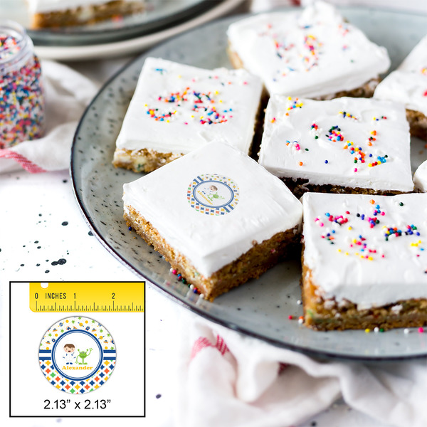 Boy's Space & Geometric Print Printed Icing Circle - Small - In Context