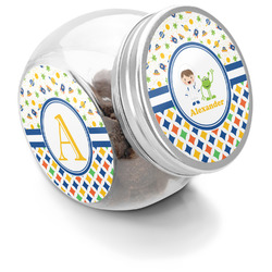 Boy's Space & Geometric Print Puppy Treat Jar (Personalized)