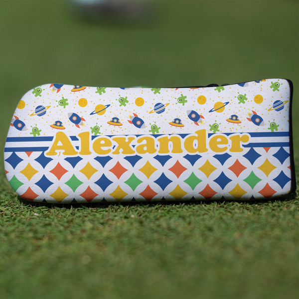 Custom Boy's Space & Geometric Print Blade Putter Cover (Personalized)
