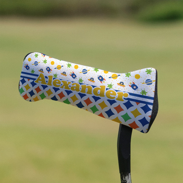 Boy's Space & Geometric Print Putter Cover - On Putter