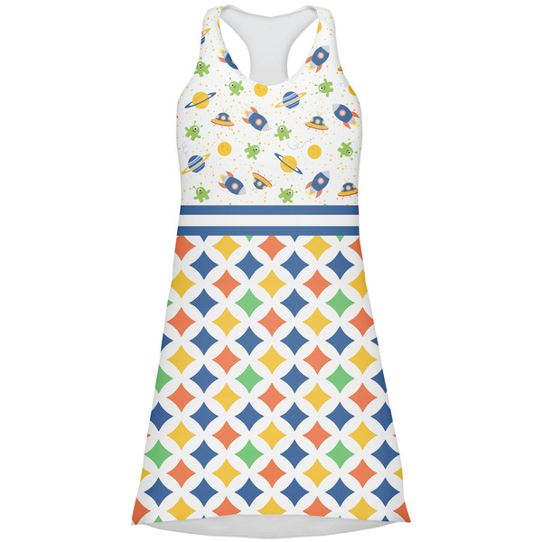Custom Boy's Space & Geometric Print Racerback Dress - Large