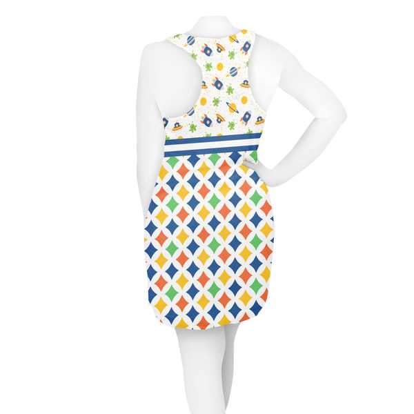 Boy's Space & Geometric Print Racerback Dress - On Model - Back