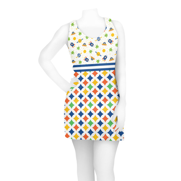 Boy's Space & Geometric Print Racerback Dress - On Model - Front
