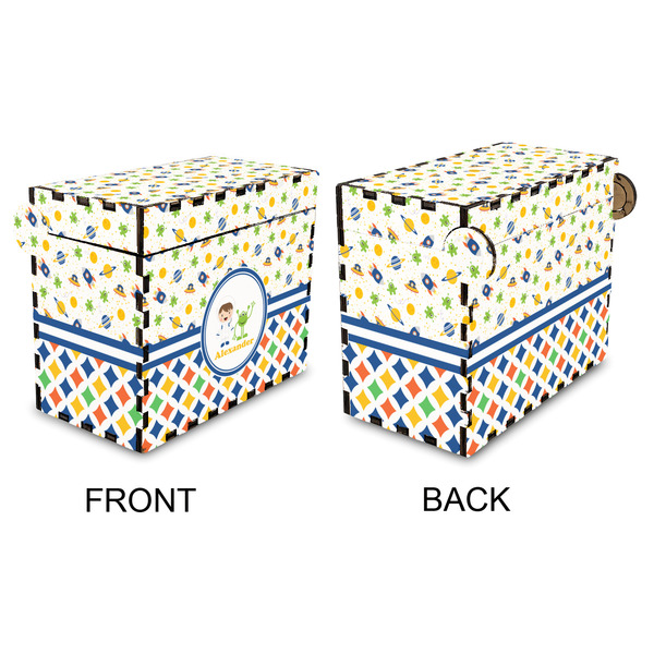 Boy's Space & Geometric Print Recipe Box - Full Color - Approval