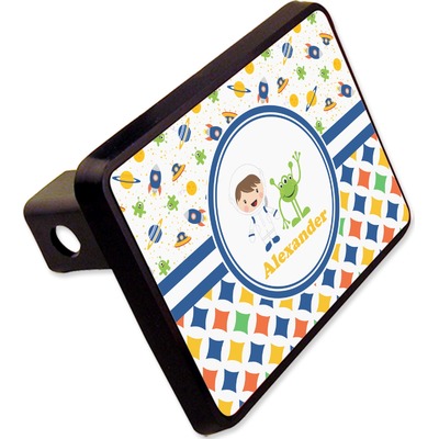 Boy's Space & Geometric Print Rectangular Trailer Hitch Cover - 2" (Personalized)