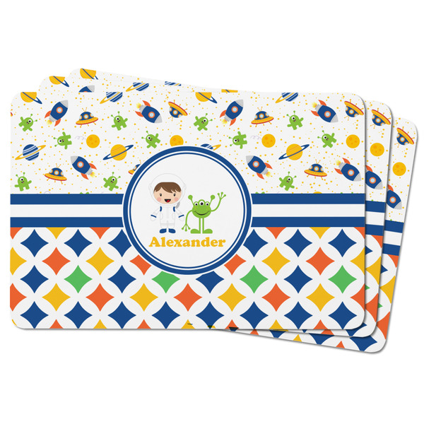 Boy's Space & Geometric Print Rectangular Fridge Magnet - THREE