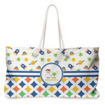 Boy's Space & Geometric Print Large Tote Bag with Rope Handles (Personalized)