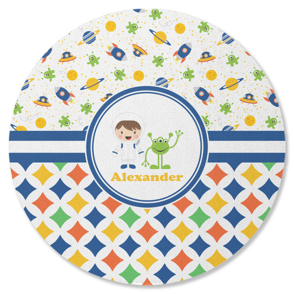 Boy's Space & Geometric Print Round Coaster Rubber Back - Single