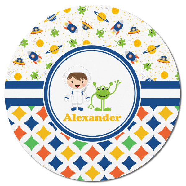 Boy's Space & Geometric Print Round Fridge Magnet - FRONT