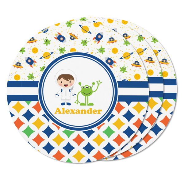 Boy's Space & Geometric Print Round Fridge Magnet - THREE