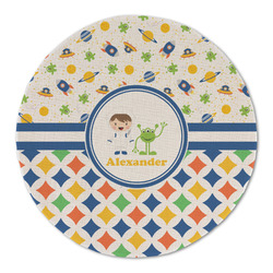 Boy's Space & Geometric Print Round Linen Placemat (Personalized)