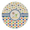 Boy's Space & Geometric Print Round Linen Placemat (Personalized)