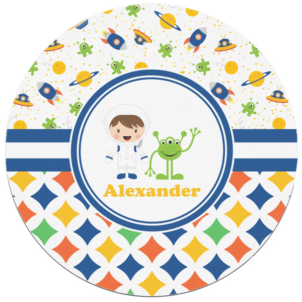 Boy's Space & Geometric Print Round Mousepad - APPROVAL