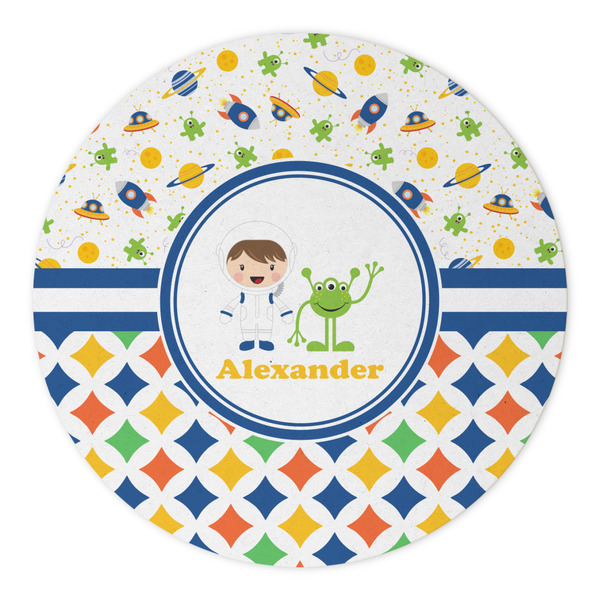 Boy's Space & Geometric Print Round Paper Coaster - Approval
