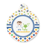 Boy's Space & Geometric Print Round Pet ID Tag - Small (Personalized)
