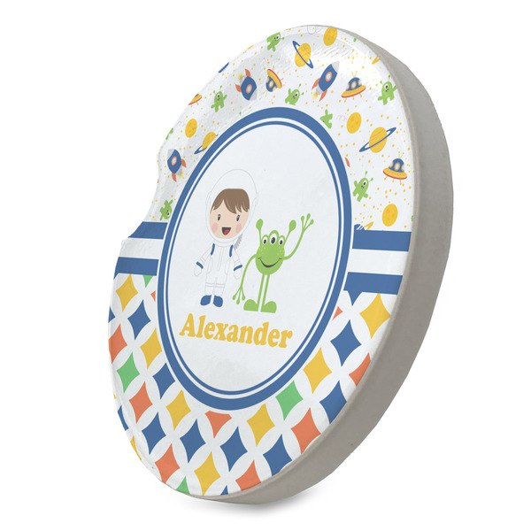 Boy's Space & Geometric Print Sandstone Car Coaster - STANDING ANGLE