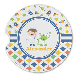 Boy's Space & Geometric Print Sandstone Car Coaster - Single (Personalized)